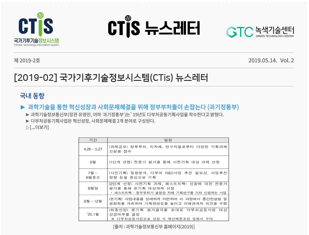 [2019-02] 국가기후기술정보시스템(CTis) 뉴스레터